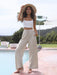 Chic Solid Color Women's Flowy Wide Leg Trousers