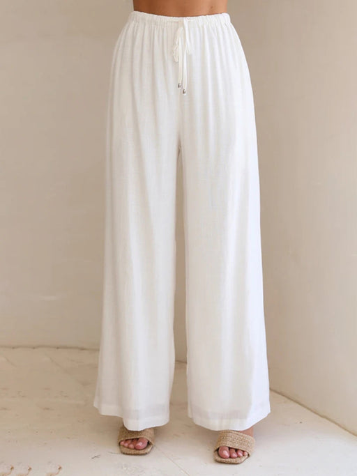 Chic Solid Color Women's Flowy Wide Leg Trousers