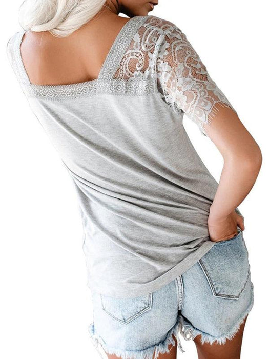Elegant Feather Lace V Neck Blouse with Relaxed Sleeves