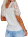 Elegant Feather Lace V Neck Blouse with Relaxed Sleeves