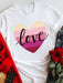 Colorful Heart Patterned Ladies' Cotton Tee