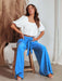 Chic Tie-Waist Flowy Palazzo Trousers for Ladies