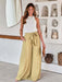 Chic Tie-Waist Flowy Palazzo Trousers for Ladies