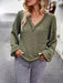 Sumptuous Waffle Knit V-Neck Top with Pocket - Elegant Cozy Blend for Style and Comfort