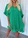 Vibrant Solid Color Ruffle Sleeve Shirt Dress - Chic and Stylish