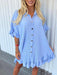 Vibrant Solid Color Ruffle Sleeve Shirt Dress - Chic and Stylish