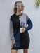 Effortless Style: Chic Color Block Knit Sweater Dress with Long Sleeves and Comfortable Blend