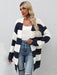 Chic Striped Knit Sweater Jacket for Fashionable Ladies