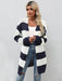 Chic Striped Knit Sweater Jacket for Fashionable Ladies