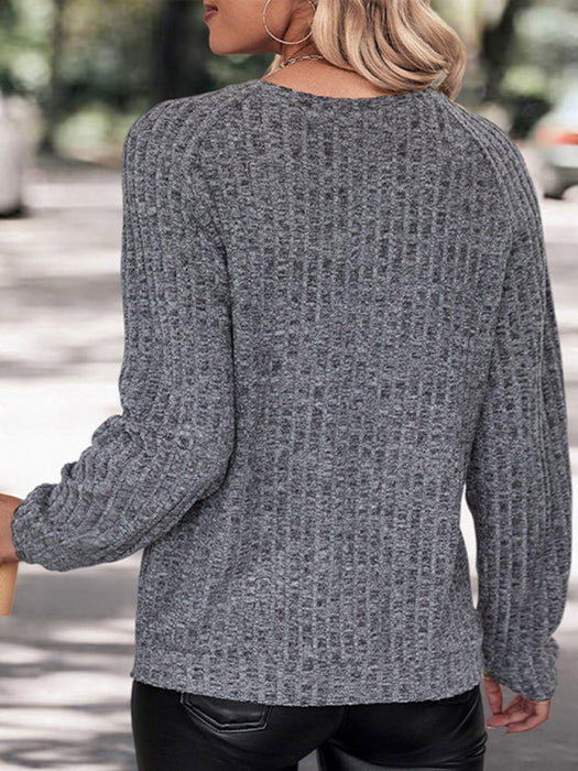 Women's Cozy Solid Knit Pullover for Effortless Style