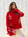 Winter Festive Snowflake Turtleneck Sweater - Women's Cozy Holiday Fashion Choice