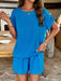 Chic Solid Color Women's Knit Shorts and Short-Sleeved Suit Set - Trendy Fashion Ensemble