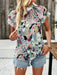 Floral Fantasy Women's Short-Sleeve Top with Vibrant Print
