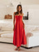 Chic Women's Suspender Slit Dress - Luxurious Style Statement