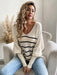 Timeless Elegance: Striped V-Neck Sweater for Women - Cozy Knitwear with Effortless Style