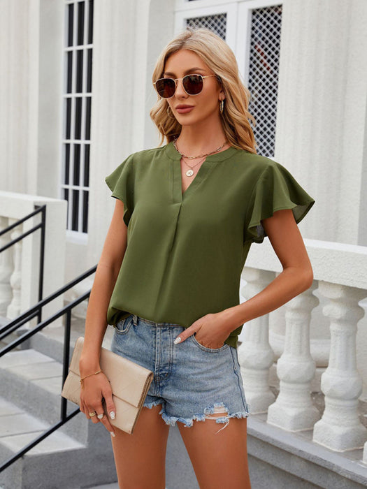 Graceful Chiffon Top with Dropped Shoulder Sleeves