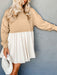 Chic Ribbed Knit Sweater Dress with Dropped Shoulder Sleeves - Women's Casual Elegance