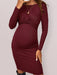 Elegant Maternity Knit Dress with Round Neck and Long Sleeves