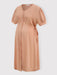 Stylish V-Neck Maternity Dress with Adjustable Waist and Chic Button Accents