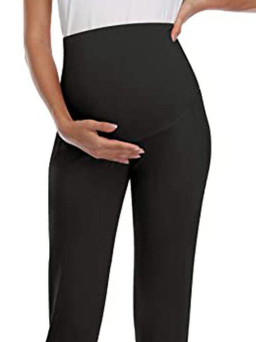 Chic Solid High-Waist Maternity Trousers - Premium Comfort