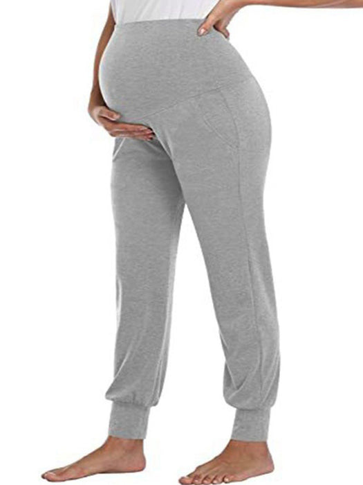 Chic Solid High-Waist Maternity Trousers - Premium Comfort