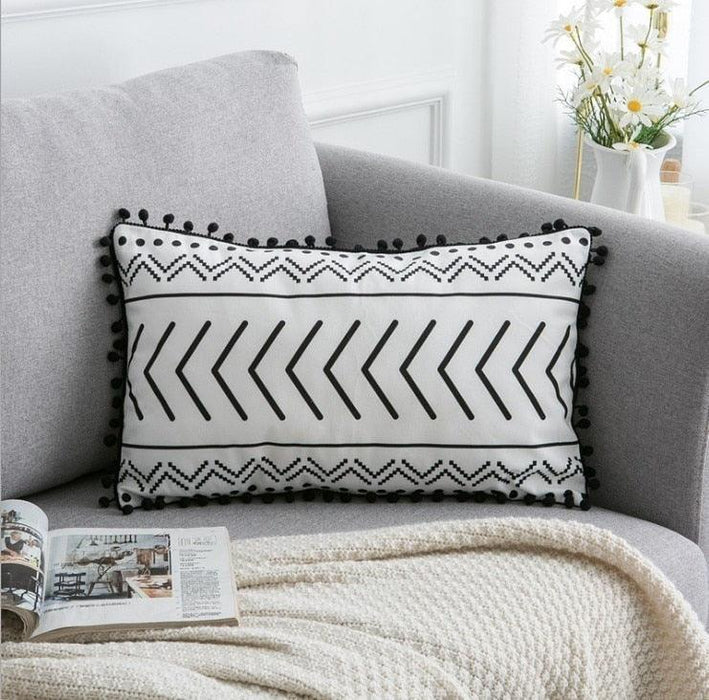 Luxurious White and Black Velvet Pillow Cover for Elegant Home Styling