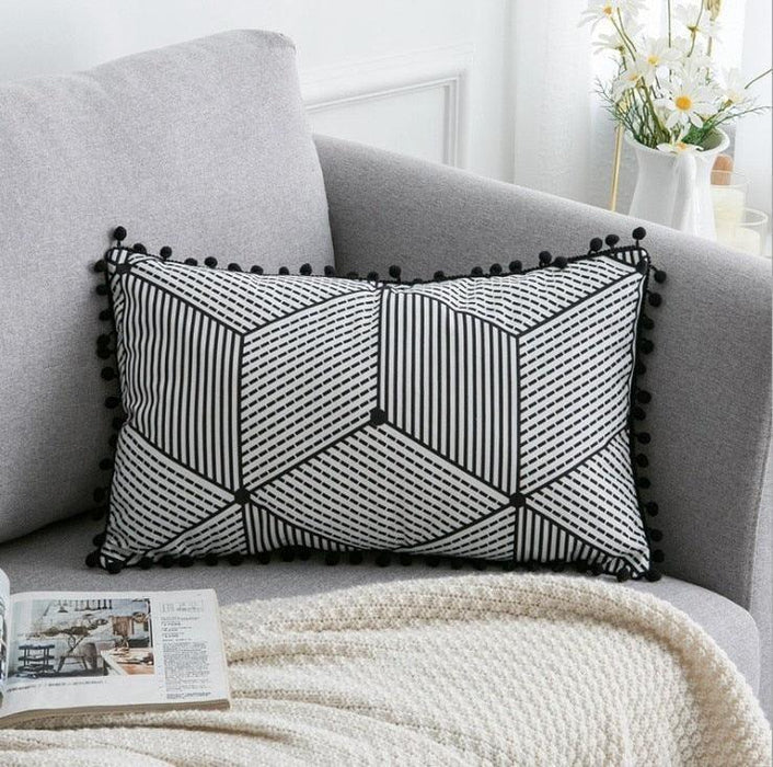 Luxurious White and Black Velvet Pillow Cover for Elegant Home Styling