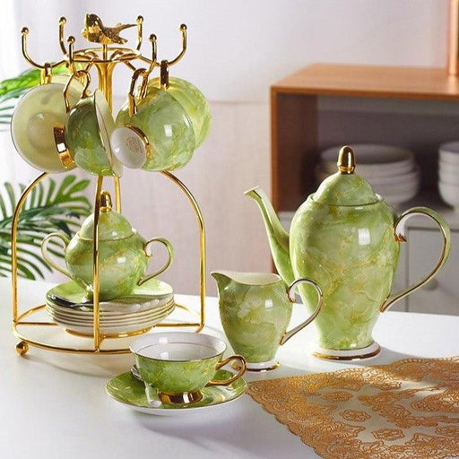 Chrysanthemum Elegance Tea Set: Handcrafted Bone China Masterpiece