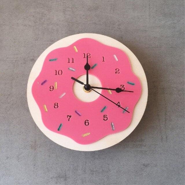 Nordic Donut Cartoon Clock for Kids' Room