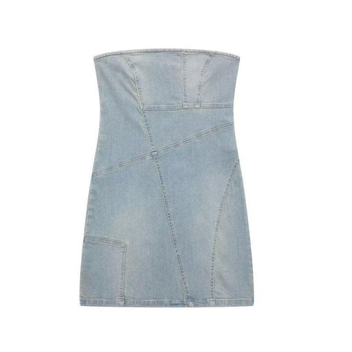 Chic Patchwork Denim Tube Dress for Effortless Style