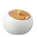 Symbolic Spoon Ceramic Spice Jar Set with Wooden Lid - Elegant Kitchen Seasoning Box