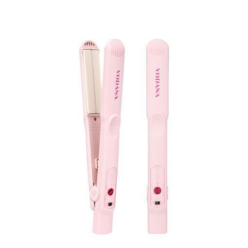 VODANA Pink Vanilla Soft Bar Flat Iron - Elegant Styling Tool with Custom Temperature Control