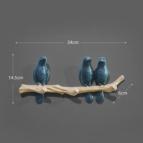 Bird-Inspired Polyresin Wall Hanger Organizer with Multi-Functional Hooks