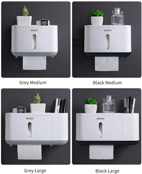 Toilet Paper Holder with Storage Shelf and Serrated Outlet