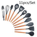 Elegant Acacia Wood Silicone Kitchen Utensil Set for Gourmet Cooking Experience