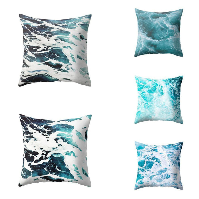 Coastal Vibes Square Sea Wave Pillow Cover for Stylish Home Decor