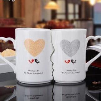 Dual Ceramic Coffee Cup Set with Twin Bowls