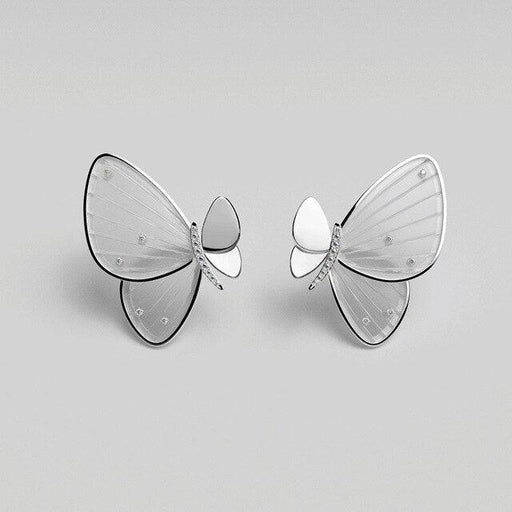 Elegant Butterfly Zircon Stud Earrings - A Delicate Sparkle in Sterling Silver