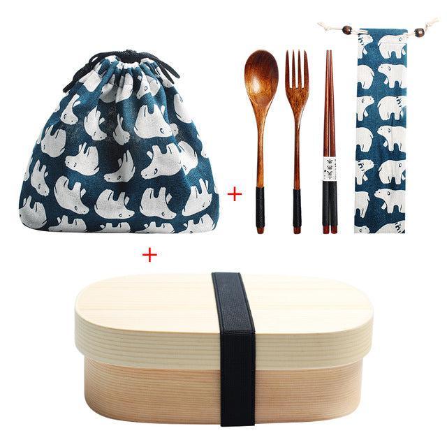 Japanese Oval Bento Box School Lunch Set with Eco-Friendly Design