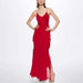 Romantic Ruffle Straps: Backless Maxi Dress with Elegant Side Slit