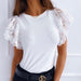 Vibrant Lace Detail Round Neck Top with Petal Sleeves